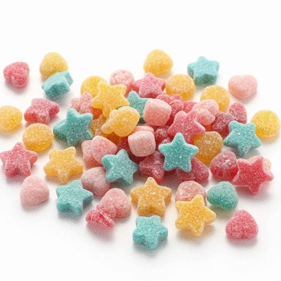 Assortment of vibrant freeze-dried candies used as dessert toppings
